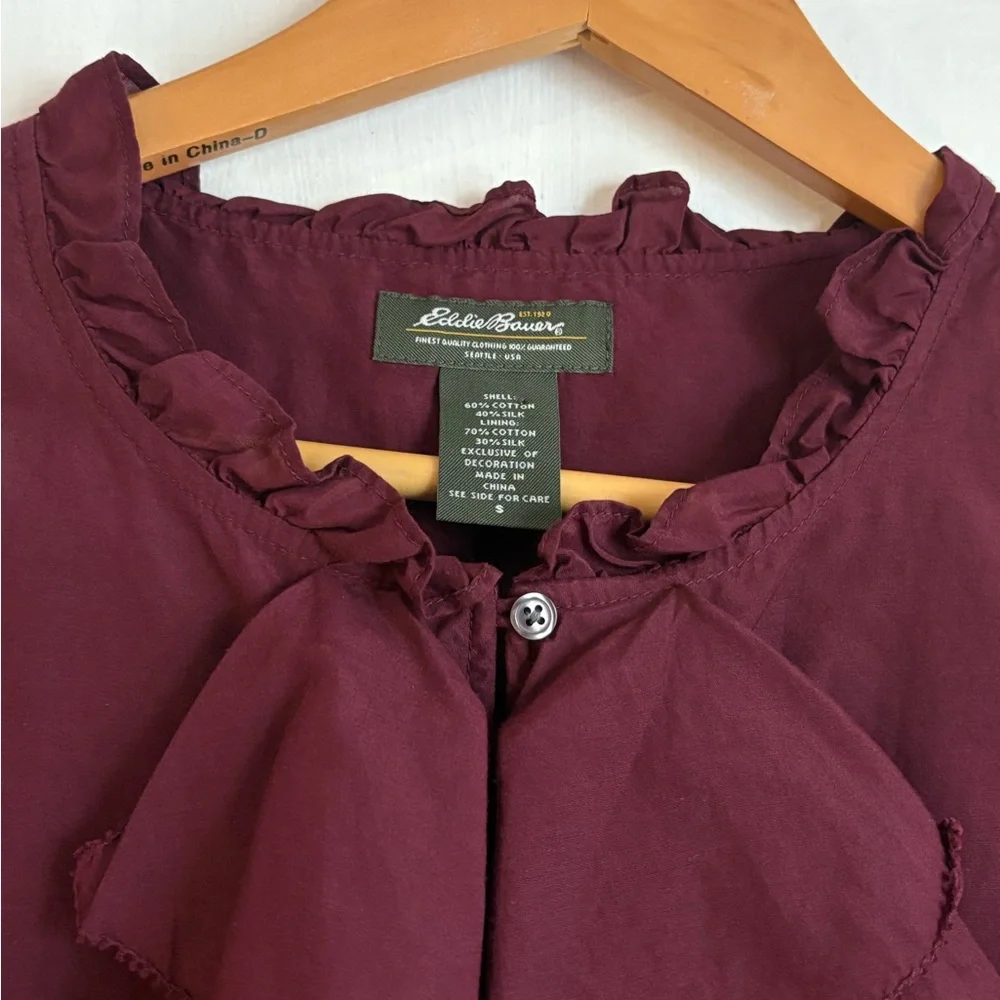 Eddie Bauer Burgundy Ruffle Top - Picture 3 of 6